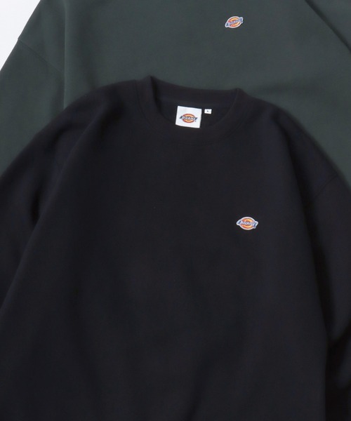 Dickies(ディッキーズ)の「Dickies/ディッキーズ 別注 オーバーサイズ 裏起毛 ミニロゴワッペン ワンポイント刺繍 スウェット トレーナー/長袖 トップス プルオーバー/レディース メンズ(スウェット・メンズ・ダークグリーン/ブラック/グレー/ネイビー/アッシュグレー/ホワイト/ブラウン・M/L/XL)」の1枚目の写真