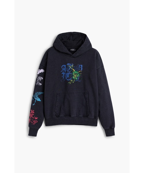 Desigual(デシグアル)の「ドラゴン刺繍プリント パーカー(スウェット・メンズ・ブラック・S/M/L/XL)」の1枚目の写真