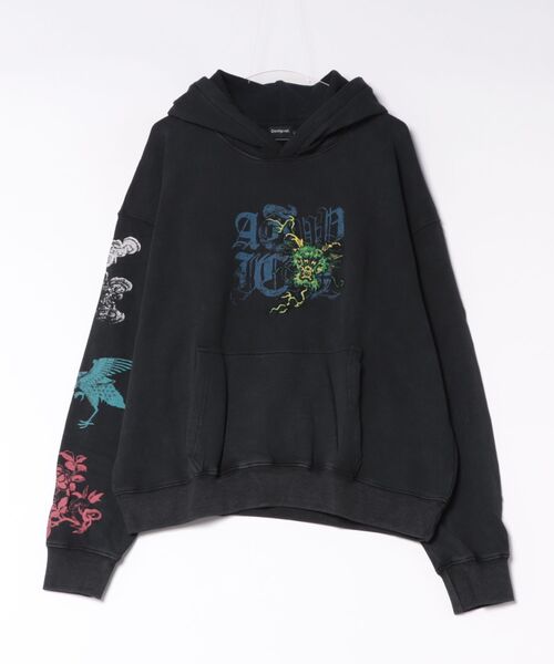Desigual(デシグアル)の「ドラゴン刺繍プリント パーカー(スウェット・メンズ・ブラック・S/M/L/XL)」の5枚目の写真