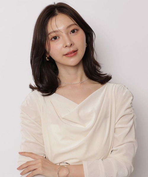 Apuweiser-riche（アプワイザーリッシェ）の「ドレープベロアカットソー（Tシャツ/カットソー・レディース・ブラック/オフホワイト/モカ・2）」の6枚目の写真