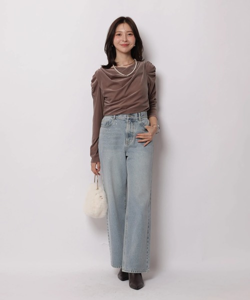 Apuweiser-riche（アプワイザーリッシェ）の「ドレープベロアカットソー（Tシャツ/カットソー・レディース・ブラック/オフホワイト/モカ・2）」の21枚目の写真