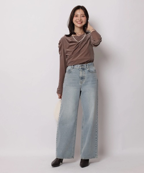 Apuweiser-riche（アプワイザーリッシェ）の「ドレープベロアカットソー（Tシャツ/カットソー・レディース・ブラック/オフホワイト/モカ・2）」の22枚目の写真