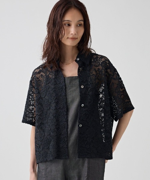 BABYLONE(バビロン)の「レースシャツ(シャツ/ブラウス・レディース・オフホワイト/ブラック・フリー)」の2枚目の写真
