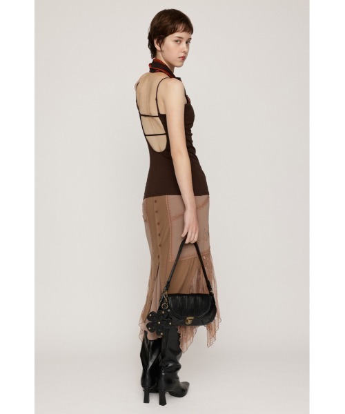 SLY(スライ)の「CUP IN BACK OPEN CAMI カップインバックオープンキャミ 秋服 カップ付き パット付き(キャミソール・レディース・ブラック/ブラウン・FREE)」の5枚目の写真