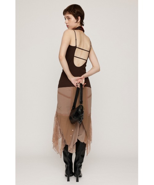 SLY(スライ)の「CUP IN BACK OPEN CAMI カップインバックオープンキャミ 秋服 カップ付き パット付き(キャミソール・レディース・ブラック/ブラウン・FREE)」の6枚目の写真