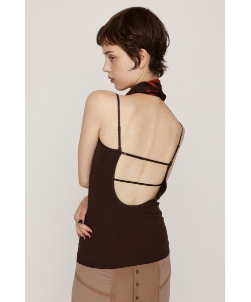 SLY(スライ)の「CUP IN BACK OPEN CAMI カップインバックオープンキャミ 秋服 カップ付き パット付き(キャミソール・レディース・ブラック/ブラウン・FREE)」の8枚目の写真