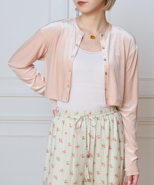 IENA LA BOUCLE（イエナラブークル）の「IENA LA BOUCLE トリアセベロアカーディガン（カーディガン/ボレロ・レディース・ブラック/ピンク・FREE）」の21枚目の写真