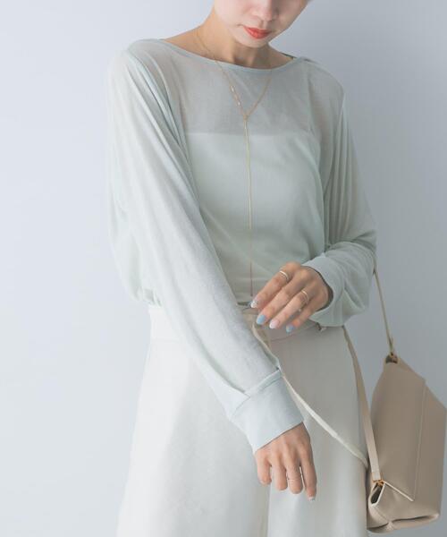 URBAN RESEARCH ROSSO WOMEN(アーバンリサーチ ロッソ)の「スーピマコットンボートネックTEE(Tシャツ/カットソー・レディース・グリーン系その他/ブルー系その他/オフホワイト・FREE)」の1枚目の写真