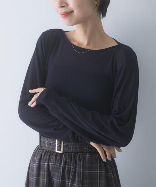 URBAN RESEARCH ROSSO WOMEN(アーバンリサーチ ロッソ)の「スーピマコットンボートネックTEE(Tシャツ/カットソー・レディース・グリーン系その他/ブルー系その他/オフホワイト・FREE)」の3枚目の写真