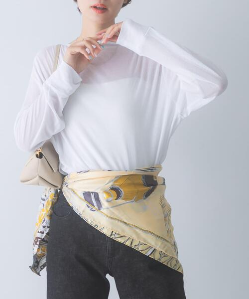 URBAN RESEARCH ROSSO WOMEN(アーバンリサーチ ロッソ)の「スーピマコットンボートネックTEE(Tシャツ/カットソー・レディース・グリーン系その他/ブルー系その他/オフホワイト・FREE)」の4枚目の写真
