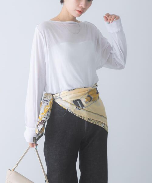 URBAN RESEARCH ROSSO WOMEN(アーバンリサーチ ロッソ)の「スーピマコットンボートネックTEE(Tシャツ/カットソー・レディース・グリーン系その他/ブルー系その他/オフホワイト・FREE)」の5枚目の写真