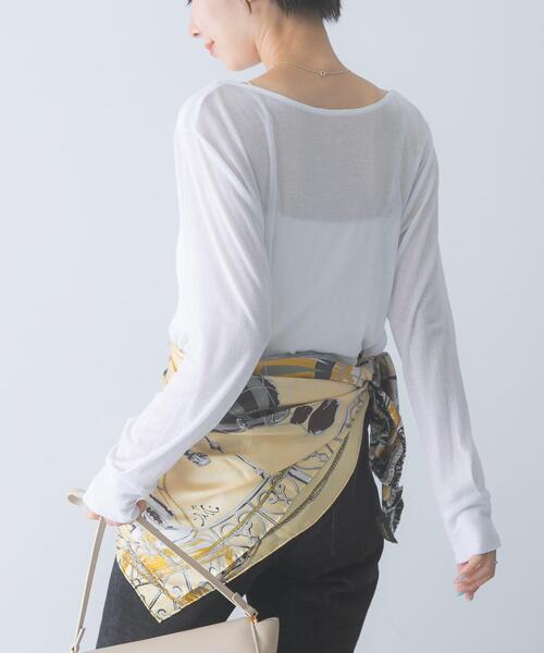 URBAN RESEARCH ROSSO WOMEN(アーバンリサーチ ロッソ)の「スーピマコットンボートネックTEE(Tシャツ/カットソー・レディース・グリーン系その他/ブルー系その他/オフホワイト・FREE)」の6枚目の写真