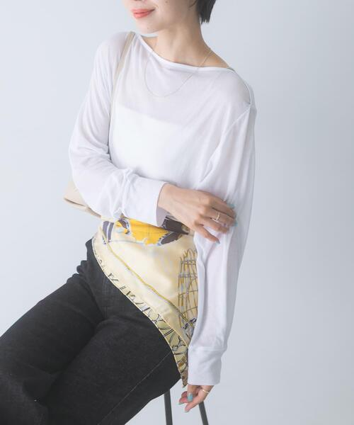 URBAN RESEARCH ROSSO WOMEN(アーバンリサーチ ロッソ)の「スーピマコットンボートネックTEE(Tシャツ/カットソー・レディース・グリーン系その他/ブルー系その他/オフホワイト・FREE)」の7枚目の写真