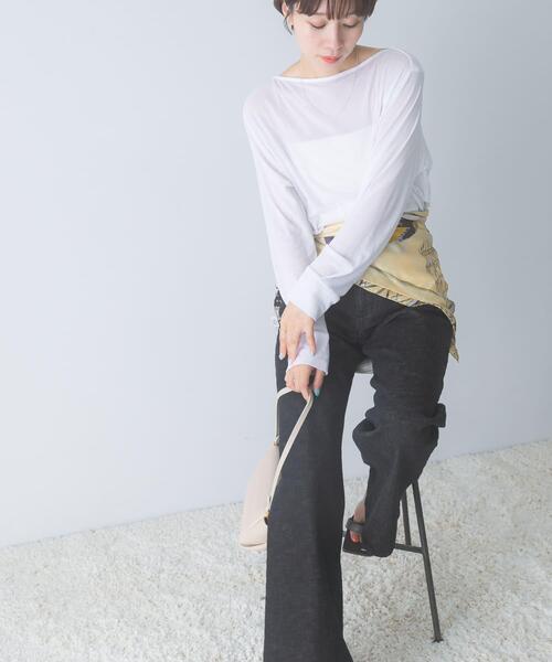 URBAN RESEARCH ROSSO WOMEN(アーバンリサーチ ロッソ)の「スーピマコットンボートネックTEE(Tシャツ/カットソー・レディース・グリーン系その他/ブルー系その他/オフホワイト・FREE)」の8枚目の写真