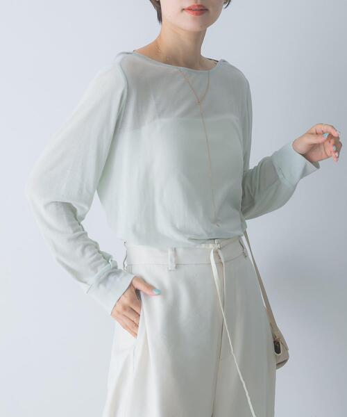 URBAN RESEARCH ROSSO WOMEN(アーバンリサーチ ロッソ)の「スーピマコットンボートネックTEE(Tシャツ/カットソー・レディース・グリーン系その他/ブルー系その他/オフホワイト・FREE)」の12枚目の写真