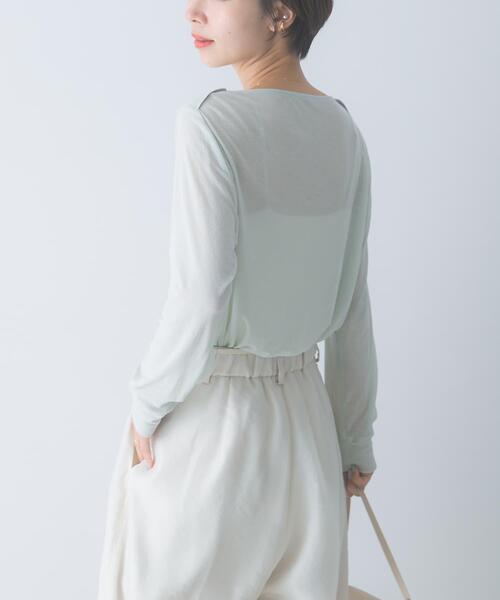 URBAN RESEARCH ROSSO WOMEN(アーバンリサーチ ロッソ)の「スーピマコットンボートネックTEE(Tシャツ/カットソー・レディース・グリーン系その他/ブルー系その他/オフホワイト・FREE)」の13枚目の写真