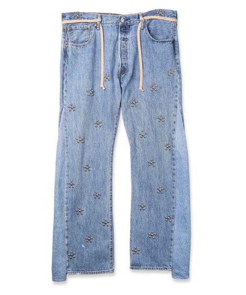 DISCOVERED(ディスカバード)の「Flower Ramponi Studs Denim Pants(デニムパンツ・メンズ・インディゴブルー・FREE)」の1枚目の写真