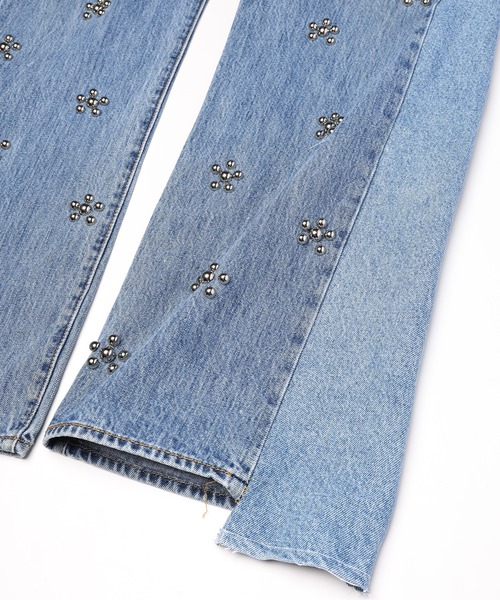 DISCOVERED(ディスカバード)の「Flower Ramponi Studs Denim Pants(デニムパンツ・メンズ・インディゴブルー・FREE)」の3枚目の写真