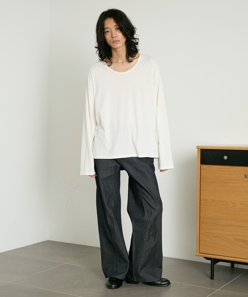 RAGEBLUE(レイジブルー)の「LOOSE NECK SHEER LONG TEE/ユルネックシアーロンT(Tシャツ/カットソー・メンズ・ホワイト/ブラック・LARGE/MEDIUM)」の12枚目の写真