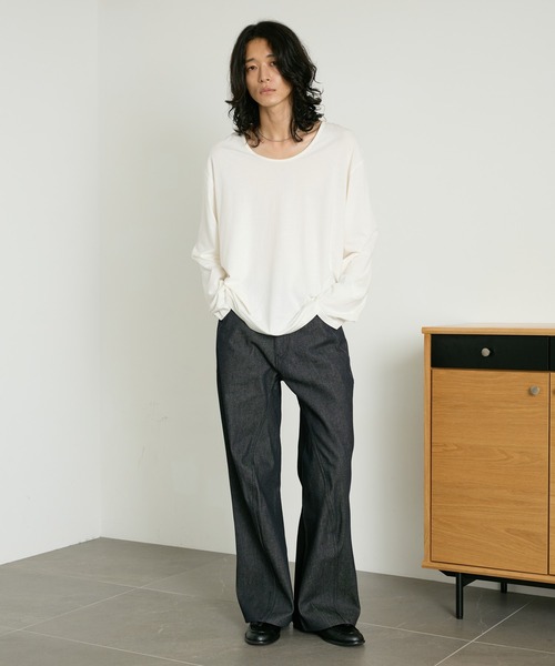 RAGEBLUE(レイジブルー)の「LOOSE NECK SHEER LONG TEE/ユルネックシアーロンT(Tシャツ/カットソー・メンズ・ホワイト/ブラック・LARGE/MEDIUM)」の13枚目の写真