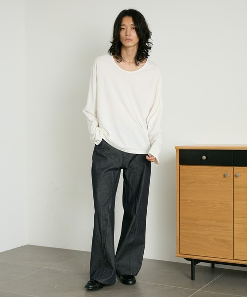 RAGEBLUE(レイジブルー)の「LOOSE NECK SHEER LONG TEE/ユルネックシアーロンT(Tシャツ/カットソー・メンズ・ホワイト/ブラック・LARGE/MEDIUM)」の11枚目の写真