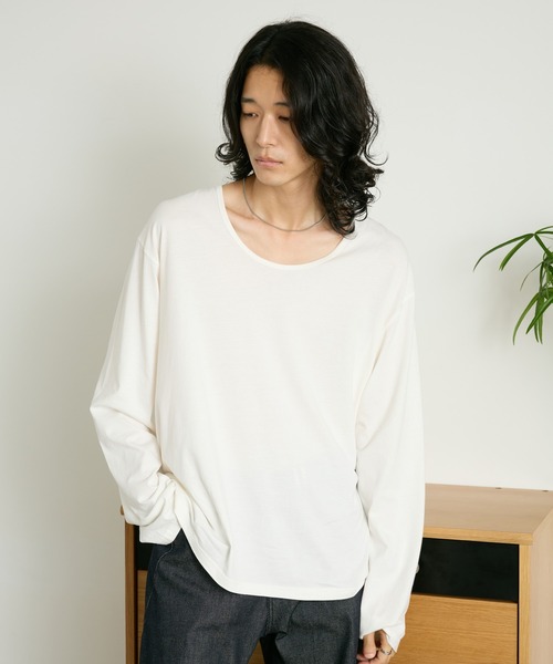 RAGEBLUE(レイジブルー)の「LOOSE NECK SHEER LONG TEE/ユルネックシアーロンT(Tシャツ/カットソー・メンズ・ホワイト/ブラック・LARGE/MEDIUM)」の14枚目の写真
