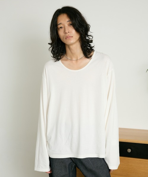 RAGEBLUE(レイジブルー)の「LOOSE NECK SHEER LONG TEE/ユルネックシアーロンT(Tシャツ/カットソー・メンズ・ホワイト/ブラック・LARGE/MEDIUM)」の16枚目の写真