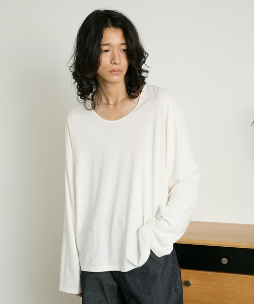 RAGEBLUE(レイジブルー)の「LOOSE NECK SHEER LONG TEE/ユルネックシアーロンT(Tシャツ/カットソー・メンズ・ホワイト/ブラック・LARGE/MEDIUM)」の17枚目の写真
