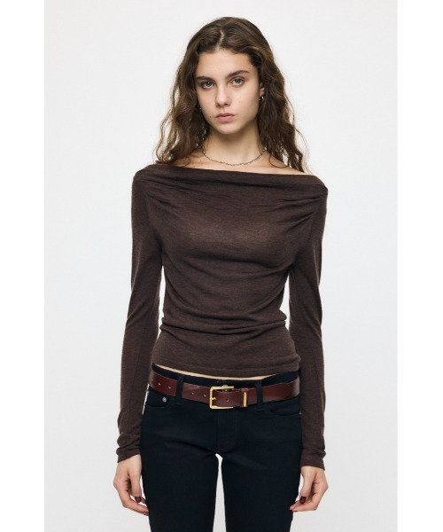 MOUSSY（マウジー）の「【26年AW新作】GATHER 3WAY ニットトップス（ニット/セーター・レディース・レッド/杢グレー/ブラック/ブラウン・FREE）」の6枚目の写真