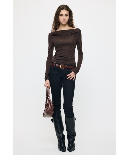 MOUSSY（マウジー）の「【26年AW新作】GATHER 3WAY ニットトップス（ニット/セーター・レディース・レッド/杢グレー/ブラック/ブラウン・FREE）」の8枚目の写真