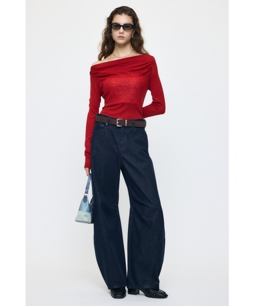 MOUSSY（マウジー）の「【26年AW新作】GATHER 3WAY ニットトップス（ニット/セーター・レディース・レッド/杢グレー/ブラック/ブラウン・FREE）」の14枚目の写真