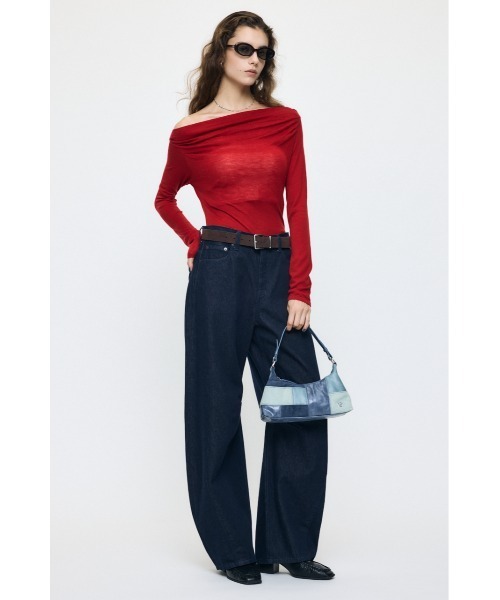 MOUSSY（マウジー）の「【26年AW新作】GATHER 3WAY ニットトップス（ニット/セーター・レディース・レッド/杢グレー/ブラック/ブラウン・FREE）」の15枚目の写真