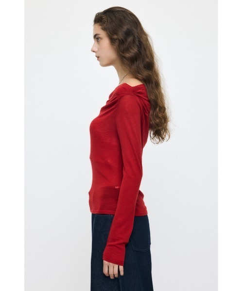 MOUSSY（マウジー）の「【26年AW新作】GATHER 3WAY ニットトップス（ニット/セーター・レディース・レッド/杢グレー/ブラック/ブラウン・FREE）」の17枚目の写真