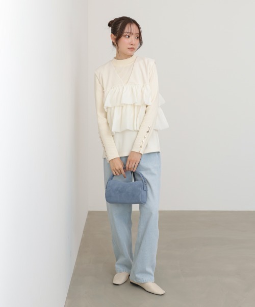 Bab（バブ）の「【選べるサイズ展開/イージージョーゼットシリーズ】【イージーケア】イージージョーゼットティアードベスト＋パンツSET（パンツドレス・レディース・ブラック/アイボリー・SMALL/MEDIUM）」の16枚目の写真