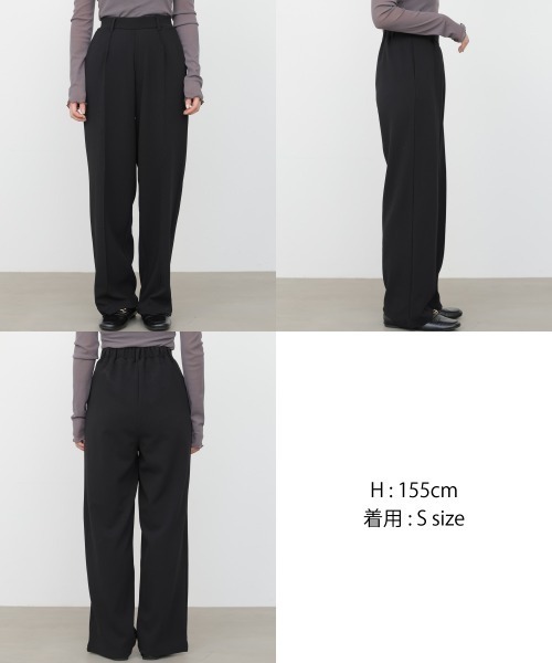 Bab（バブ）の「【選べるサイズ展開/イージージョーゼットシリーズ】【イージーケア】イージージョーゼットティアードベスト＋パンツSET（パンツドレス・レディース・ブラック/アイボリー・SMALL/MEDIUM）」の3枚目の写真