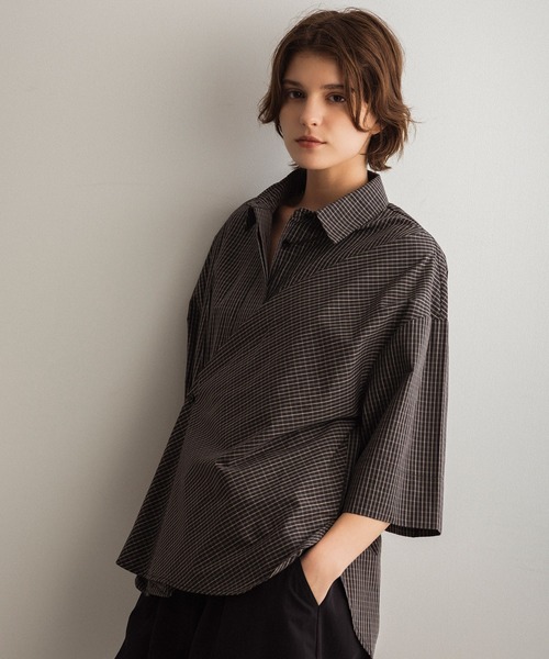 SERENO(セレーノ)の「ラップデザイン 2WAYコットンシャツ(シャツ/ブラウス・レディース・ライトブルー/ブラック/ホワイト・ONE SIZE)」の6枚目の写真