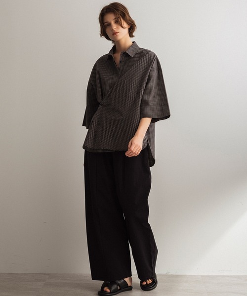 SERENO(セレーノ)の「ラップデザイン 2WAYコットンシャツ(シャツ/ブラウス・レディース・ライトブルー/ブラック/ホワイト・ONE SIZE)」の8枚目の写真