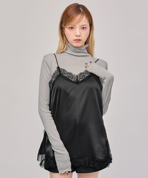 MSGirl(エムエスジーガール)の「シアータートルネックメロウトップス(Tシャツ/カットソー・レディース・グレー/ホワイト/ブラック/ブラウン・M)」の4枚目の写真