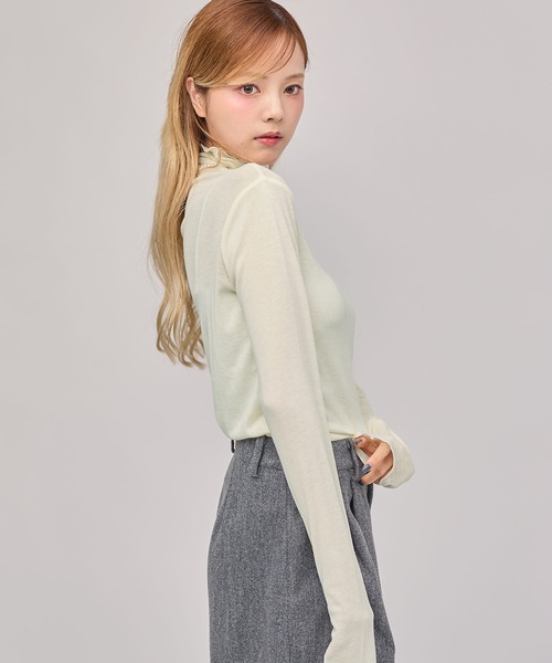 MSGirl(エムエスジーガール)の「シアータートルネックメロウトップス(Tシャツ/カットソー・レディース・グレー/ホワイト/ブラック/ブラウン・M)」の8枚目の写真