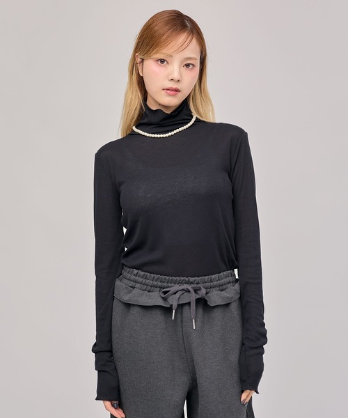 MSGirl(エムエスジーガール)の「シアータートルネックメロウトップス(Tシャツ/カットソー・レディース・グレー/ホワイト/ブラック/ブラウン・M)」の13枚目の写真