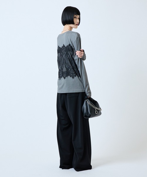 Lui's(ルイス)の「レースプリントロンT(Tシャツ/カットソー・レディース・グレー/チャコールグレー/ブラウン・FREE)」の21枚目の写真