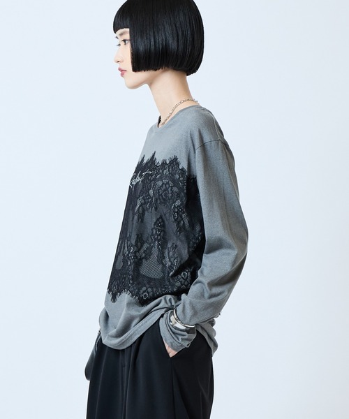 Lui's(ルイス)の「レースプリントロンT(Tシャツ/カットソー・レディース・グレー/チャコールグレー/ブラウン・FREE)」の15枚目の写真