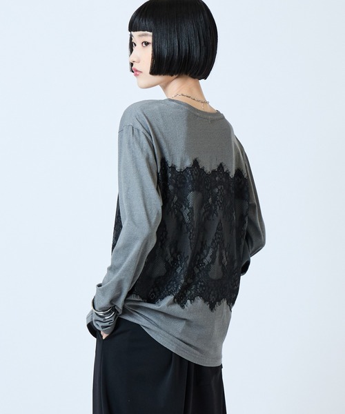 Lui's(ルイス)の「レースプリントロンT(Tシャツ/カットソー・レディース・グレー/チャコールグレー/ブラウン・FREE)」の17枚目の写真