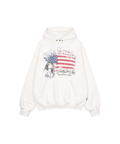 GILAARCHIVE(ギラアーカイブ)の「USAロゴ ガール オーバーサイズフーディー ホワイト(パーカー・レディース・その他・LARGE/MEDIUM)」の4枚目の写真