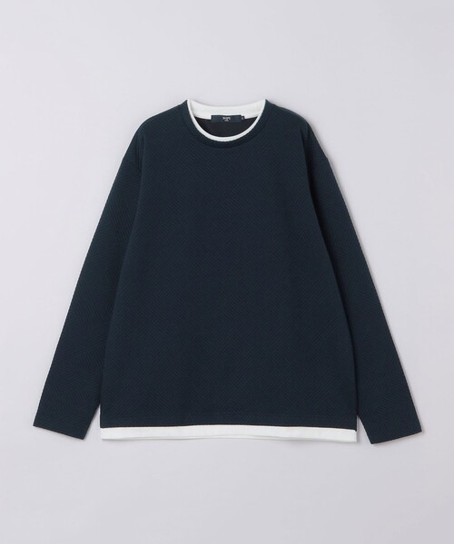 SHIPS Colors(シップス カラーズ)の「リンクス ジャカード フェイク レイヤード ロンT◆(Tシャツ/カットソー・メンズ・オリーブ/ネイビー/レンガ・MEDIUM/LARGE/X-LARGE)」の2枚目の写真