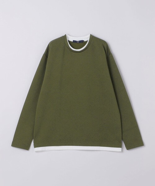 SHIPS Colors(シップス カラーズ)の「リンクス ジャカード フェイク レイヤード ロンT◆(Tシャツ/カットソー・メンズ・オリーブ/ネイビー/レンガ・MEDIUM/LARGE/X-LARGE)」の1枚目の写真
