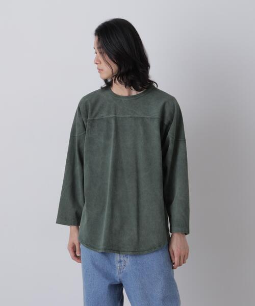 YLEVE（イレーヴ）の「YLEVE / PIGMENT DYED COTTON FOOTBALL T（Tシャツ/カットソー・メンズ・ホワイト/グリーン/レッド系その他4・4）」の2枚目の写真