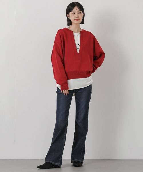 Gready Brilliant(グレディブリリアン)の「wジャガードヘンリーネックプルオーバー(ニット/セーター・レディース・レッド/ブラウン・38)」の7枚目の写真