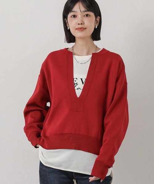 Gready Brilliant(グレディブリリアン)の「wジャガードヘンリーネックプルオーバー(ニット/セーター・レディース・レッド/ブラウン・38)」の9枚目の写真