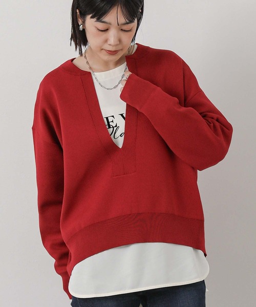 Gready Brilliant(グレディブリリアン)の「wジャガードヘンリーネックプルオーバー(ニット/セーター・レディース・レッド/ブラウン・38)」の8枚目の写真